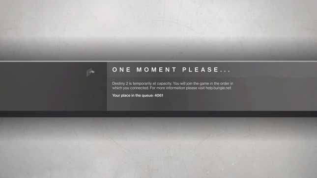 One of the error messages appearing on Destiny 2: Shadowkeep’s launch day. The number would tick down, then tick back up, eventually reporting that that the servers were down.
