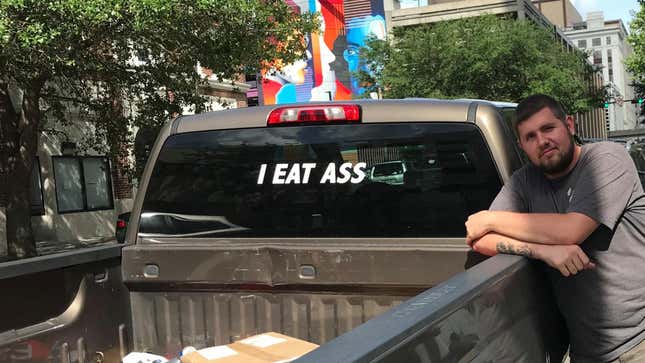 Image for article titled Florida Man Retains the Right to Announce Via Window Sticker That He Eats Ass
