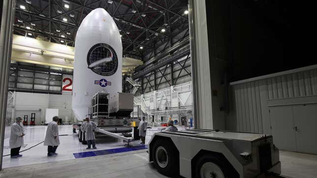 The X-37B Orbital Test Vehicle (OTV-5) being staged in September of 2017