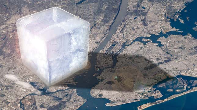 Imagen para el artículo titulado Este gigantesco cubo de hielo representa todo el hielo que el planeta pierde cada año