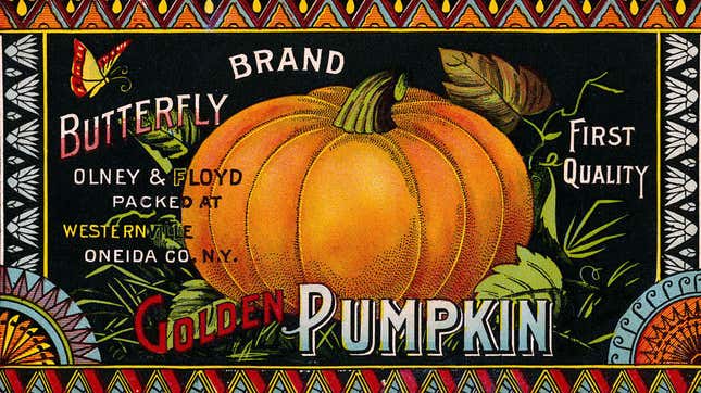 A label for canned pumpkin, 1890s