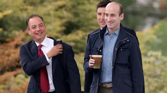 former White House chief of staff Reince Priebus and senior advisor Stephen Miller