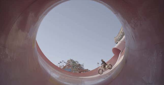 An Abandoned Water Park is an Excellent Playground for an Electric MX Rider