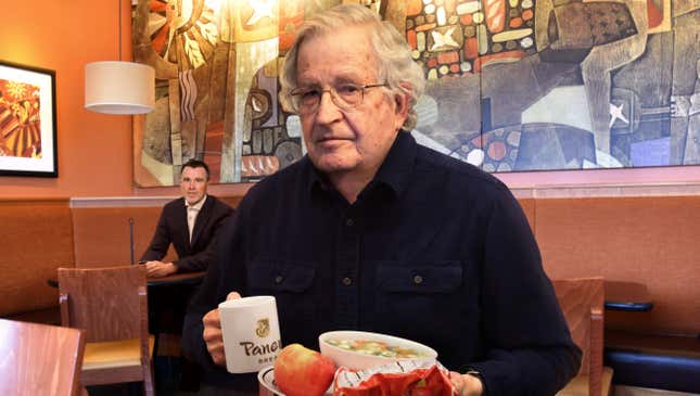 Image for article titled FBI Agent Still Tasked With Following Noam Chomsky Around Prepares For Another Day In Local Panera
