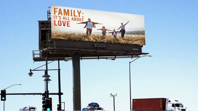 Image for article titled Billboard With Happy Family Inspires Estranged Dad To Almost Call Kids
