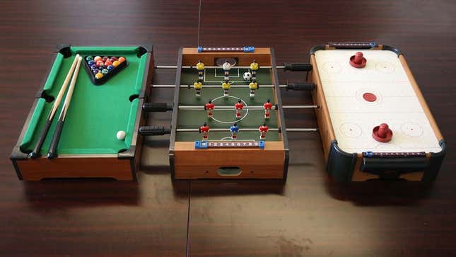 Image for article titled Versatile Game Table Can Be Easily Converted To Play Small, Shitty Version Of Pool, Air Hockey, Foosball