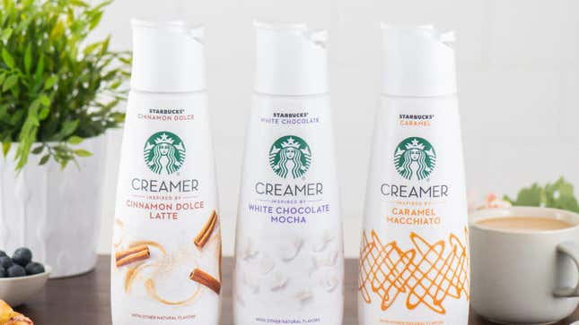 Image for article titled Starbucks launches coffee creamers so your coffee can taste like it’s $6