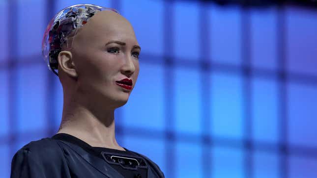 Image for article titled Sophia Fan Disillusioned Upon Learning Robot Artist Comes From Money