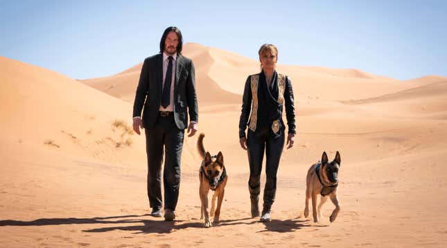 Keanu Reeves and Halle Berry in John Wick: Chapter 3—Parabellum. 