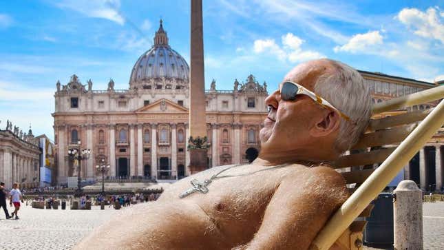 Image for article titled Pope Francis Spotted Sunbathing Nude In St. Peter’s Square