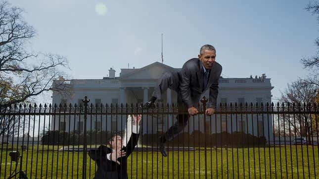 Image for article titled Obama Caught Trying To Jump White House Fence