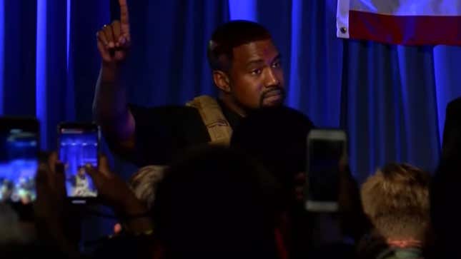 Kanye West, at his first presidential campaign rally held in North Charleston, South Carolina.