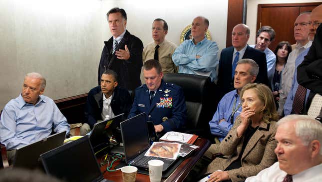 Image for article titled Romney Campaign Releases New Picture Of Candidate Standing In Situation Room During Bin Laden Raid