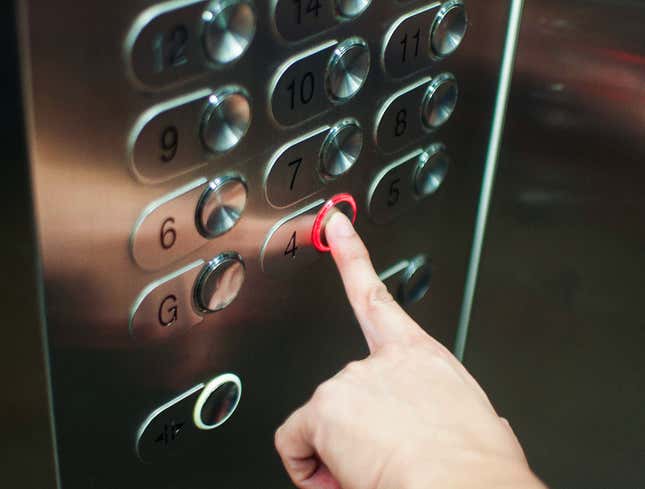Image for article titled Man Throws Caution To The Wind By Touching Elevator Button With Bare Finger