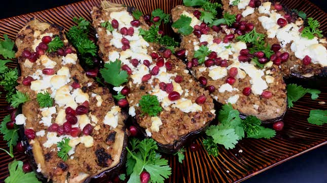 Image for article titled Walnut-stuffed eggplant is a showstopper of a healthy meal