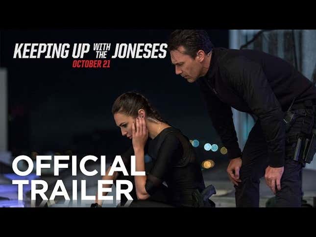 Jon Hamm and Gal Gadot arouse suspicion in the<i> Keeping Up With The Joneses</i> trailer
