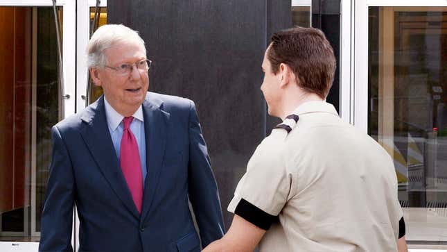 Image for article titled ‘Hey You, Want To Be A Federal Judge?’ Says Mitch McConnell Pointing To Valet In Heritage Foundation Parking Lot