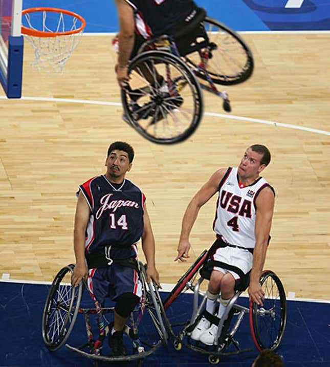 Image for article titled Wheelchair-Basketball Players Stunned By Thunderous Slam Dunk
