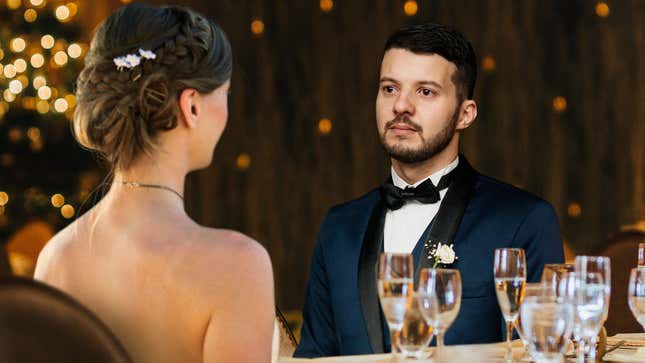 Image for article titled Panicked Man Completely Out Of Things To Talk About 5 Minutes Into Marriage