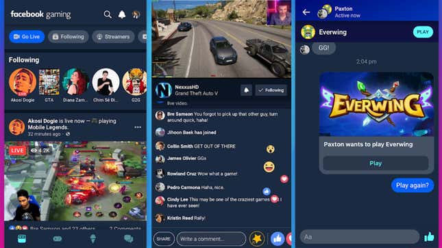 Image for article titled Facebook Will Take on Twitch and YouTube With Its Own Gaming App
