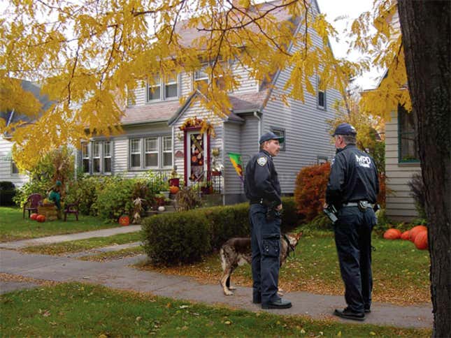 Police prepare for a long and spooky night.