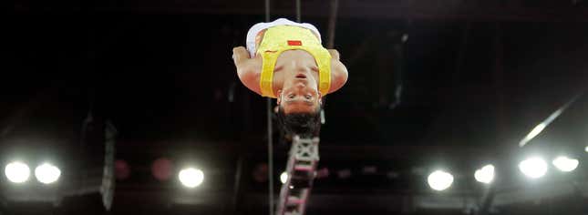 Dong Dong at the 2012 Olympics. (Photo credit: Gregory Bull/AP)
