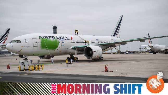 Greenpeace smears an Air France plane in March, 2021
