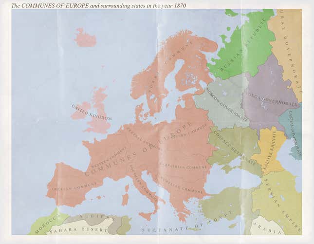 The Communes of Europe, 1870: following the gruesome public execution of Napoleon II, peasants of Europe revolt and turn to a Jeffersonian agrarian society.