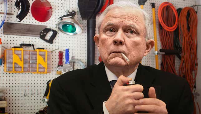Image for article titled Inconsolable Jeff Sessions Tries To Commit Suicide By Smoking Joint