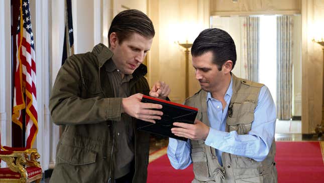 Image for article titled Trump Boys Defend Sending Saudi Arabia Plans For Cool Missile On Personal Etch A Sketch