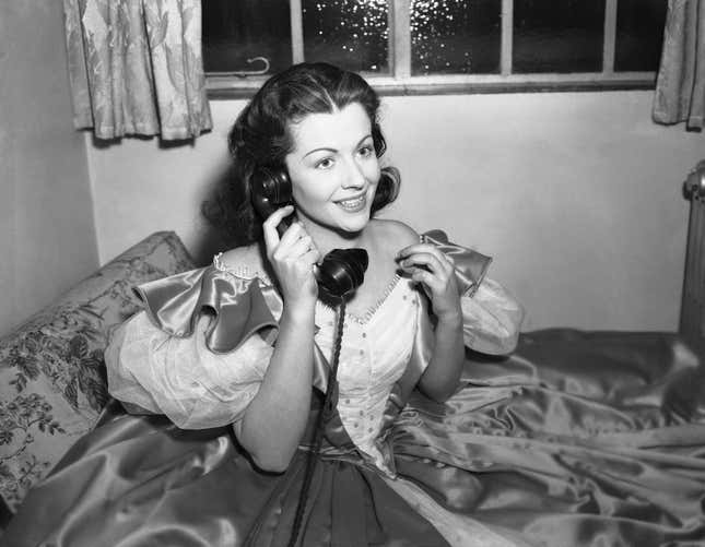 Margaret Lockwood, star of the film “The Wicked Lady” during a series of trans-Atlantic telephone interviews with American newspapers on Dec. 4, 1946.