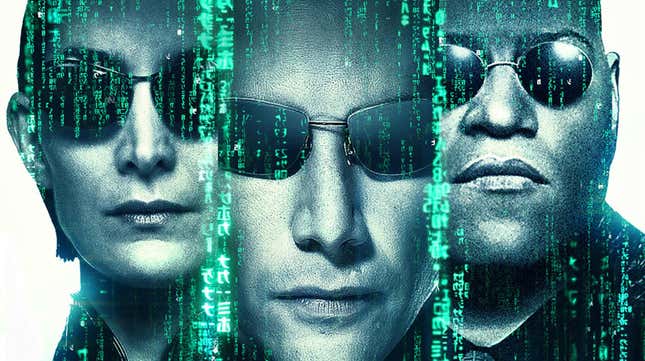 A crop of the 20th anniversary poster for The Matrix