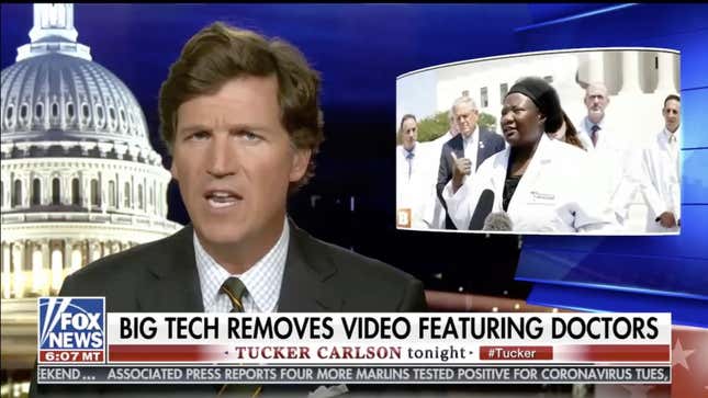 Image for article titled Tucker Carlson Defends Doctor Who Says Demons Steal Semen From People While They Sleep
