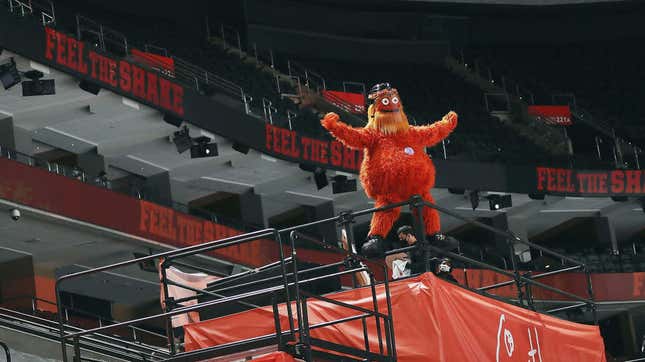 Gritty Poses Nude During Philadelphia Flyers Game