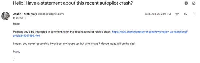 Image for article titled Tesla's PR Department Hasn't Responded To Me For Months And I'm Not Handling It Well (UPDATED)