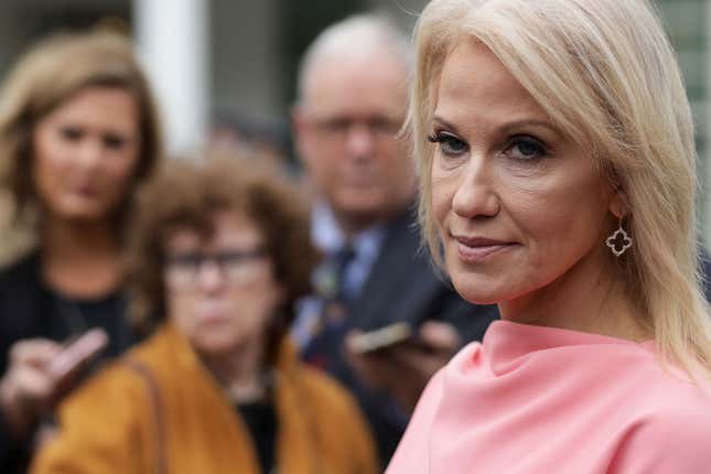 Image for article titled Kellyanne Conway Tried to Burn Joe Biden. Then Her Husband Came and Lit Her Ass Up