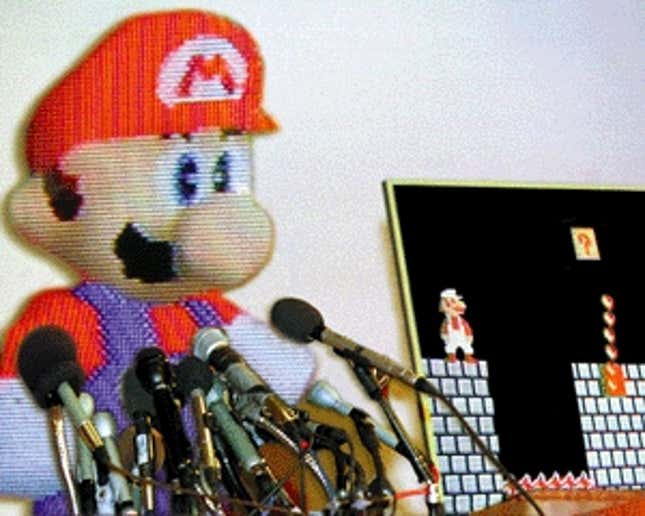 A concerned Mario discusses the rotating fireball chains found throughout World 1-4 of Super Mario Bros.