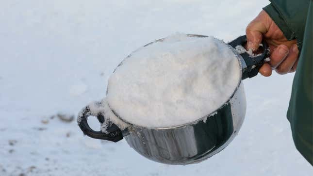 pot full of snow