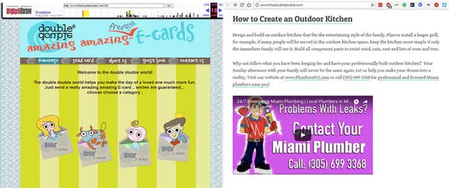 Thedoubledouble.com, before and after.