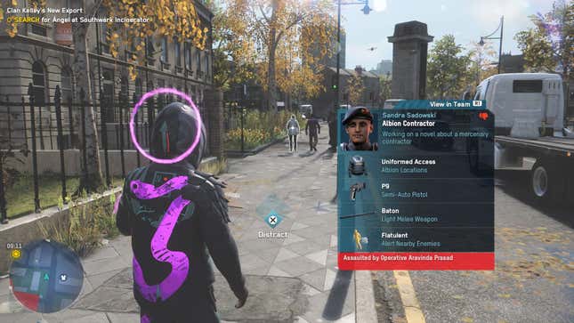 Una persona cualquiera en la calle, un NPC, con una biografía personalizada y, en este caso, facilidad de acceso a zonas policiales debido a su trabajo y, además, propenso a las flatulencias. En el caso de este personaje, será difícil de reclutar por el resentimiento que le creó un encuentro pasado con un agente de DedSec.