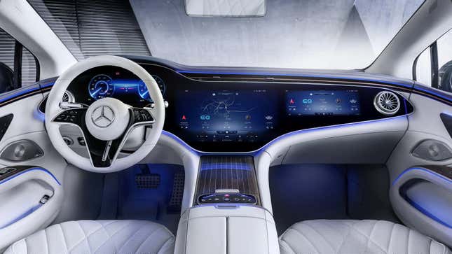 Image for article titled Here Are The First Photos Of The 2022 Mercedes-Benz EQS&#39;s Massive Screen