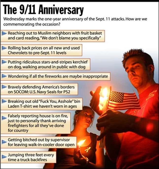 Wednesday marks the one-year anniversary of the Sept. 11 attacks. How are we commemorating the occasion?