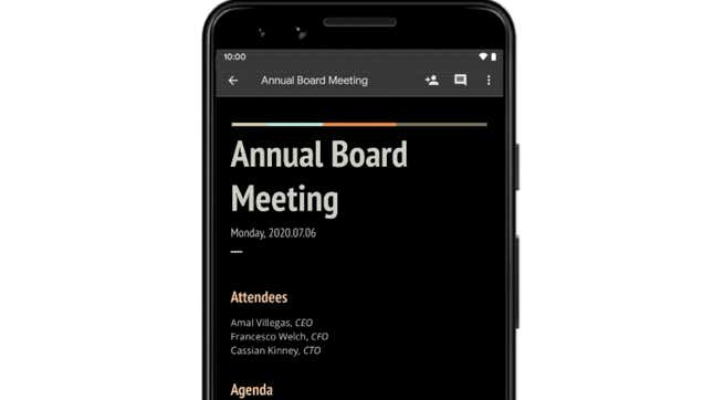 Image for article titled How to Enable Google Docs&#39; New Dark Mode Theme on Android