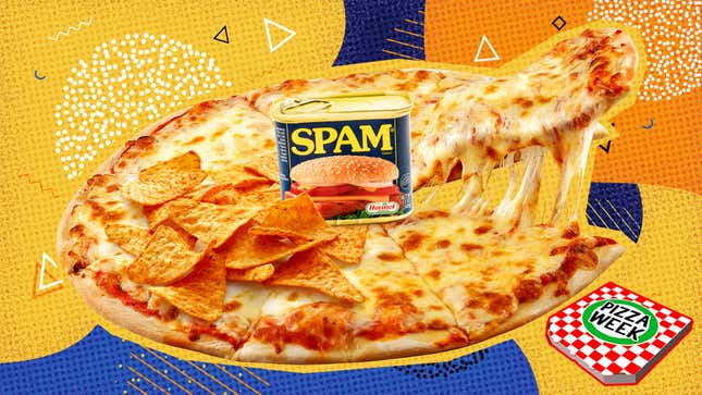 Image for article titled This Spam and Dorito pie is an unexpected piece o’pizza heaven