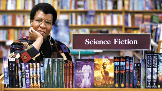 Science Fiction writer Octavia Butler poses for a photograph near some of her novels at University Book Store in Seattle, Wash., on Feb. 4, 2004.