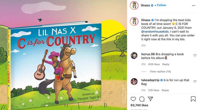 Image for article titled Lil Nas X Is Just the Latest Celebrity to Write a Children&#39;s Book
