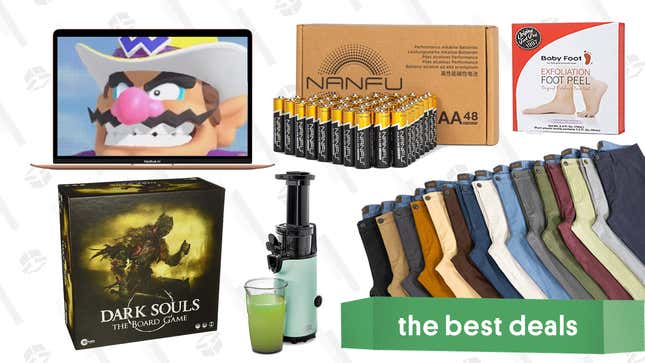 Image for article titled Thursday&#39;s Best Deals: 48-Pack Batteries, M1 MacBooks and Mac Mini, JACHS NY Pants, Cold-Press Juicer, Exfoliating Foot Peel, Dark Souls Board Game, and More