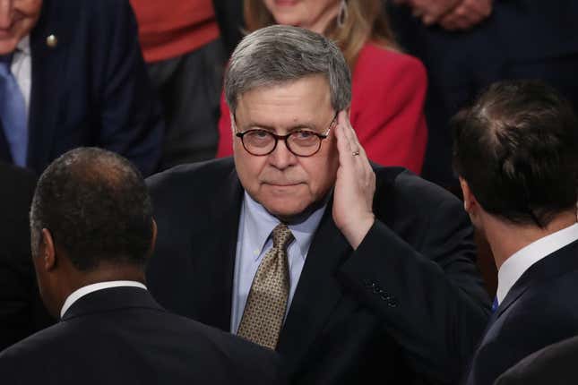 Image for article titled Attorney General William Barr Isn’t Quitting. He Just Wants People to Think He’s Still a Man