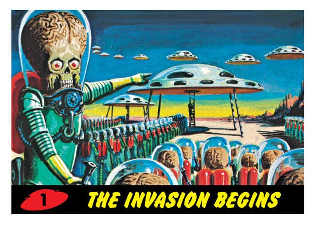 Topps is releasing digital versions of its Mars Attacks cards via blockchain.