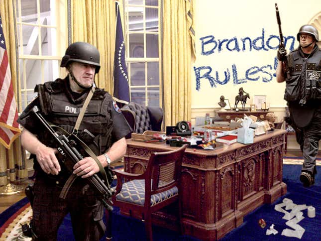 Federal officers assess the damage to the seat of American power.